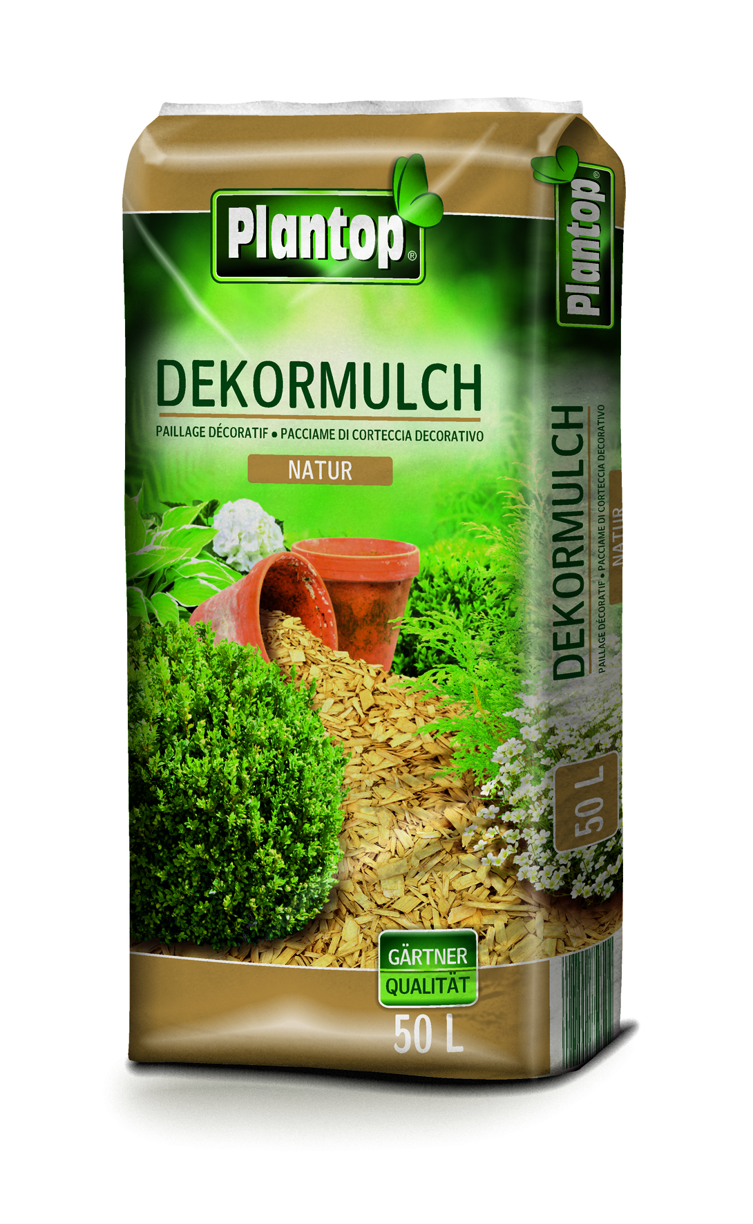 GREGOR ZIEGLER GMBH Plantop Dekor-Mulch natur 50l Körnung 10-40mm TÜV geprüft für Fallsch.