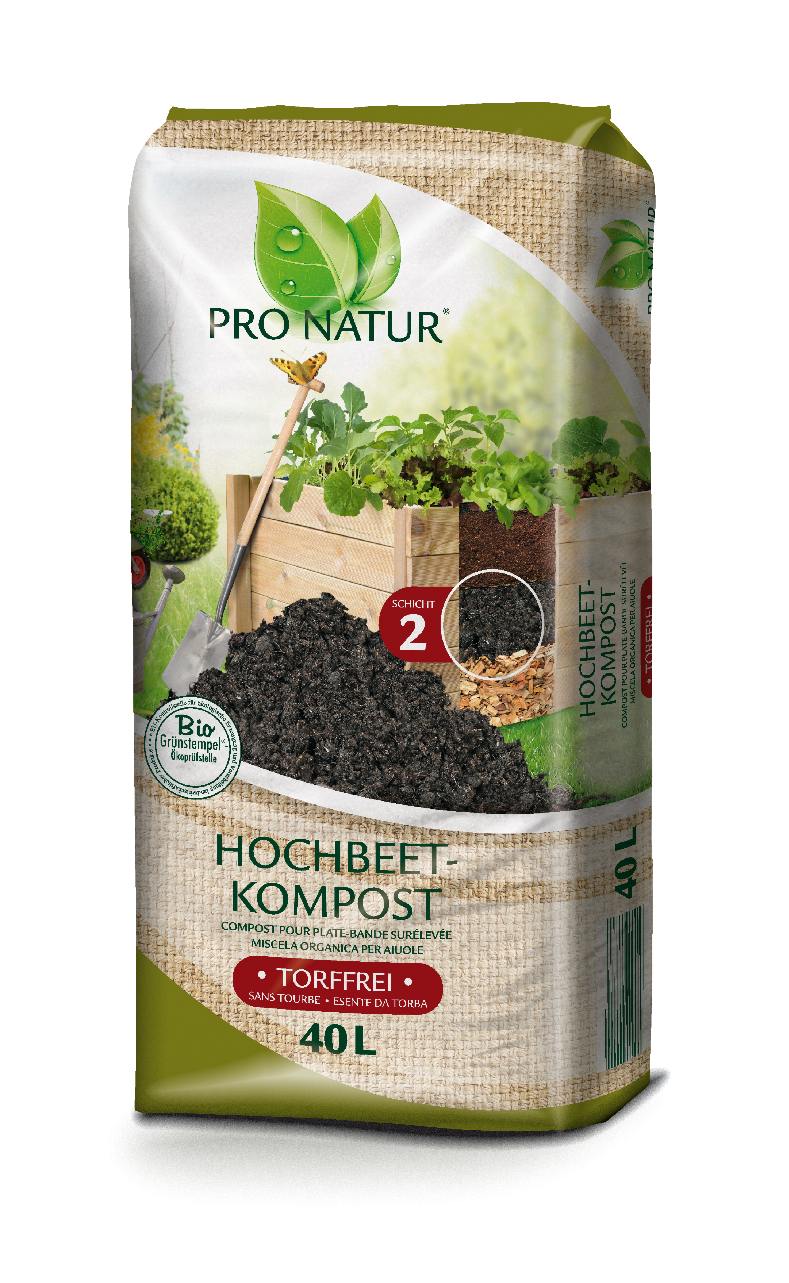 Pro Natur Hochbeet Kompost 40l BIO Grünstempel Torffrei 