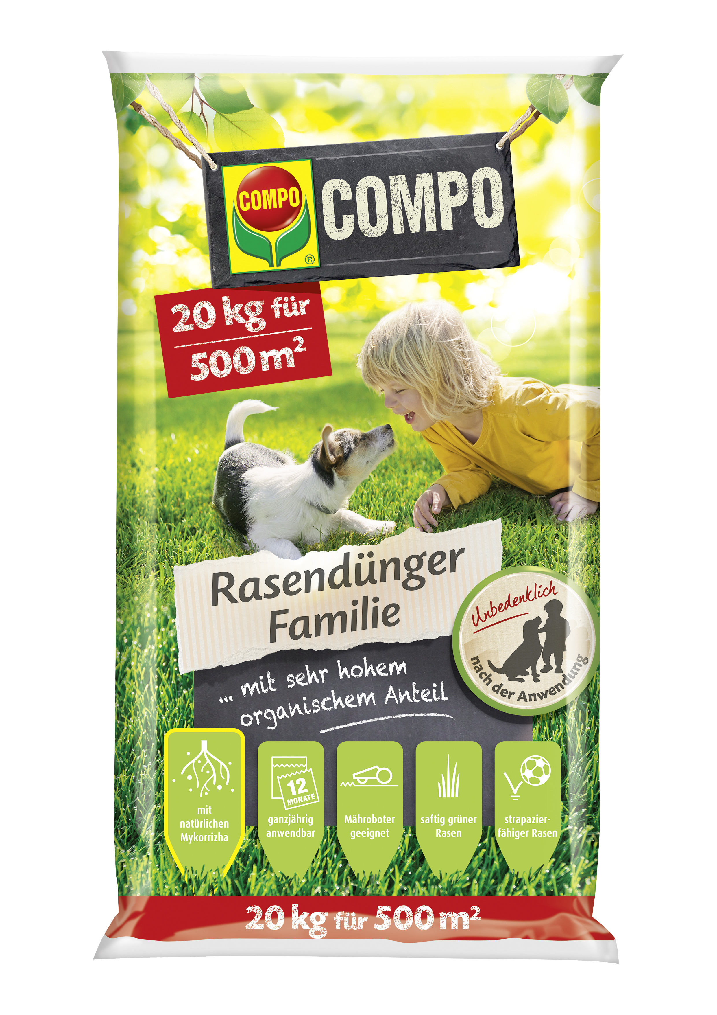 COMPO COMPO Rasendünger Familie 20 kg Compo EREG für 500 qm